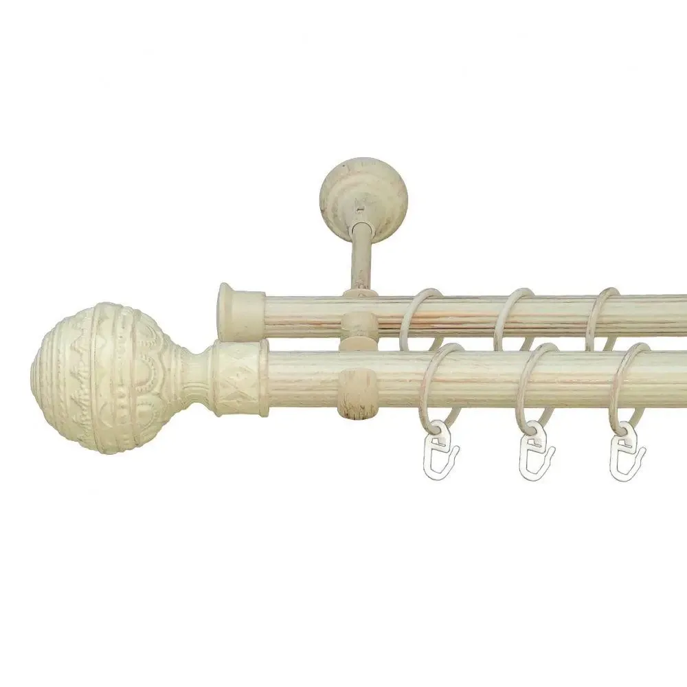 Карниз Orvit Арабеска металевий дворядний відкритий рифлена труба кільце металеве Біле Золото 25\19 мм 160 см (6951222) Львів - фото 1