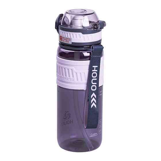 Пляшка для води з трубочкою та ремінцем 750 мл спортивна пляшка 23.5 см Фіолетова HP-14-34V Коломия