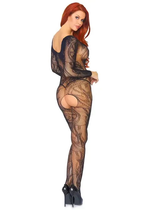 Бодістокінг Leg Avenue Swirl Lace Bodystocking One size Black, ажурна тканина, доступ Львів - фото 2