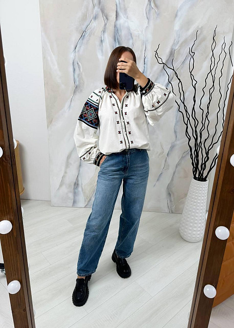 Жіноча сучасна вишиванка на ґудзиках 80% бавовна, 20% поліестер 44 Одеса - фото 5