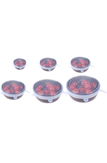 Набор силиконовых крышек многоразовых 6 шт разных размеров прозрачный Киев - изображение 9