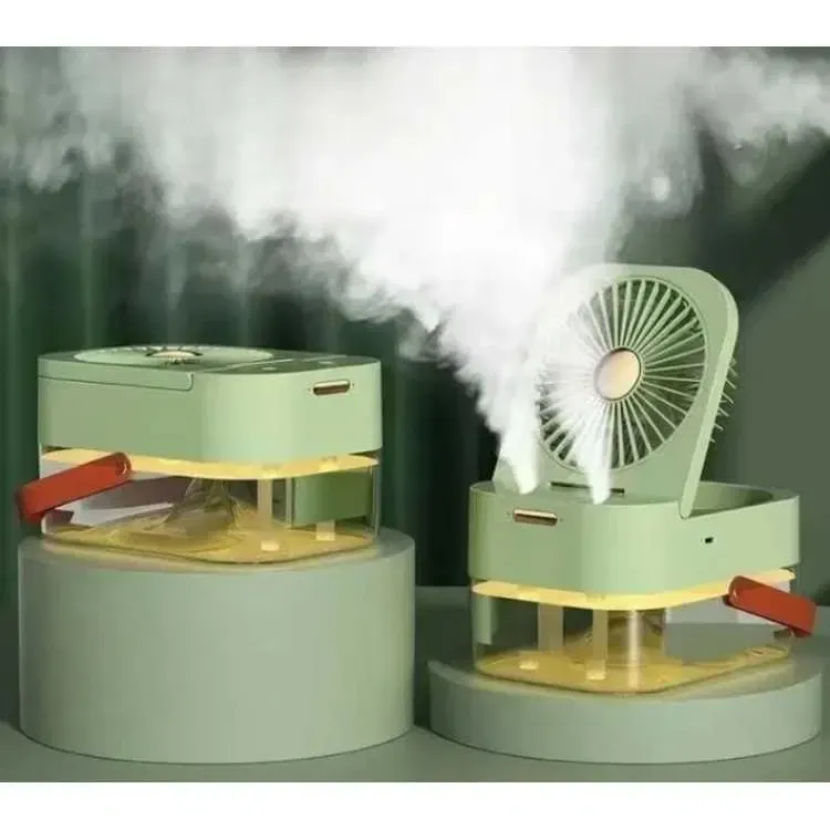 Вентилятор с увлажнителем воздуха и LED подсветкой, настольный USB вентилятор-увлажнитель 3 в 1 Одесса - изображение 1