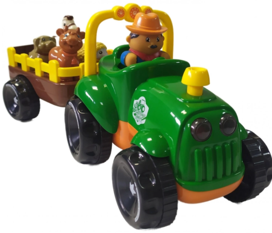 Трактор музичний Limo Toy з причепом звуки підсвічування 4 фігурки в комплекті Зелений (M 5572 UA) Чернигов