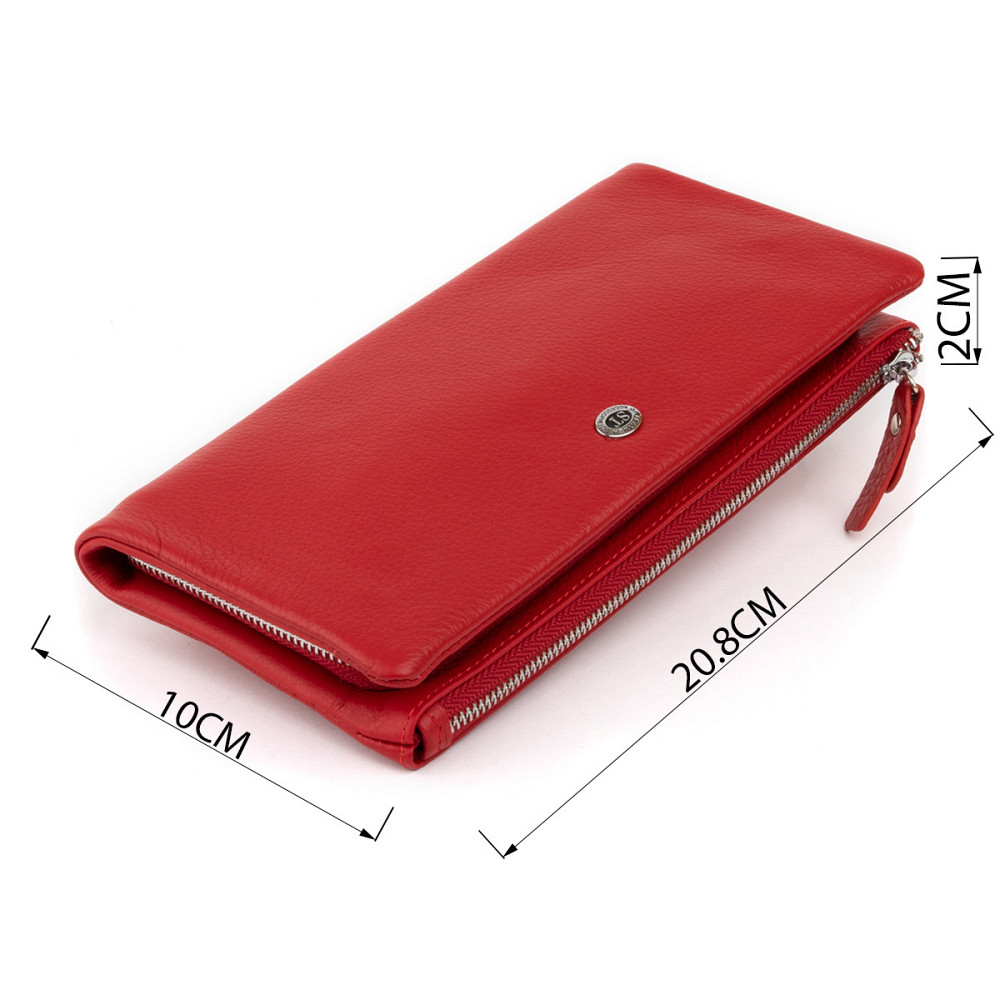 Гаманець-клатч зі шкіри з кишенею для мобільного ST Leather 19315 Червоний Київ - фото 3