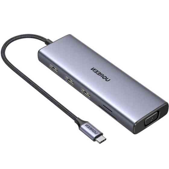 Док-станція USB3.1 Type-C --> HDMI 60Hz/VGA/USB 3.0х3/RJ45/SD/TF/PD 100W 9-in-1 CM498 Ugreen Київ
