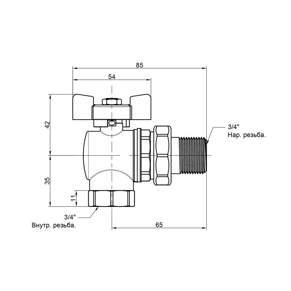 Кран кульовий Icma FAR. ROSSA 3/4" кутовий No361 Київ - фото 2