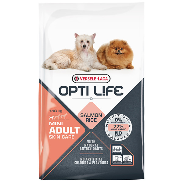 Opti Life Adult Skin Care Mini ОПТІ ЛАЙФ ЛОСОСЬ МІНІ МАЛИХ сухий суперпреміум корм для собак міні та малих порід Київ - фото 1