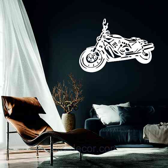 Декоративне настінне Панно «Мотоцикл» Декор на стіну 70*49 см, Білий Київ