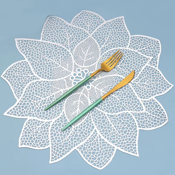 Сервірувальна серветка під гаряче ажурна, килимок сервірувальний килимок сріблястий набір 2 шт Кам'янець-Подільський