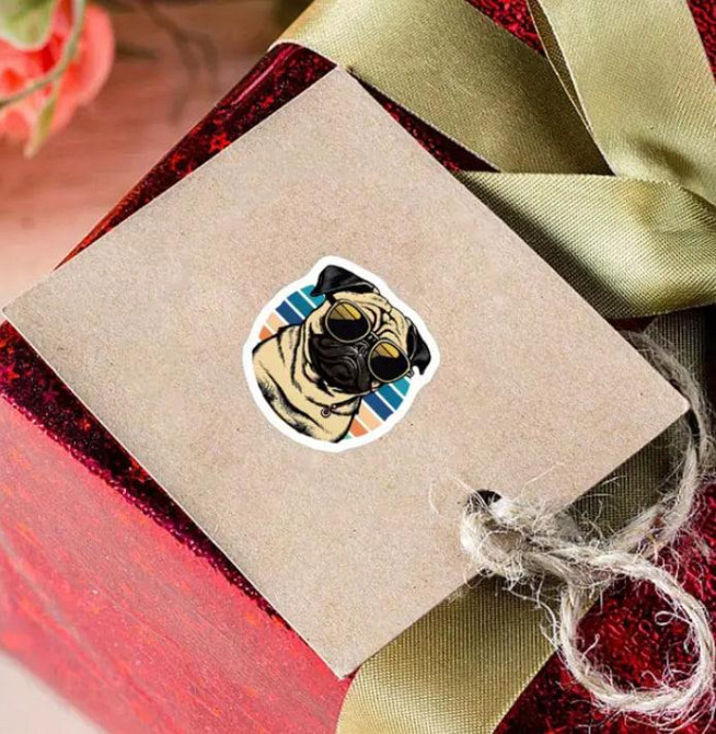 Рулон наклеек мопсы – 500 шт ярких стикеров для декора Киев - изображение 3