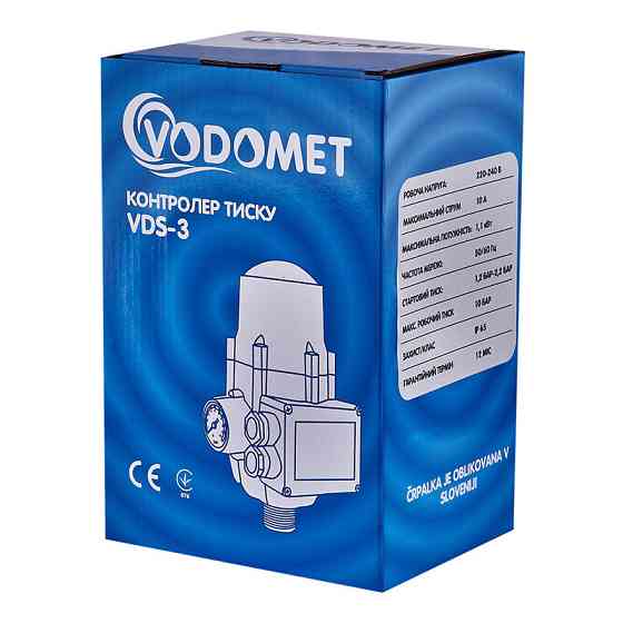 Контроллер давления Vodomet VDS-3 электронный для насоса до 1,1 кВт, угловой 1