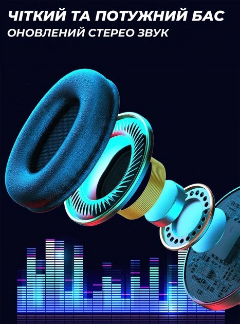 Беспроводные наушники B39 Bluetooth 5.0 с микрофоном, шумоподавлением DSP, 400 мАч, до 24 ч разговоров, черные Киев - изображение 5