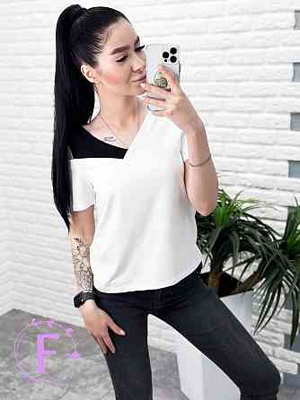 Трикотажна футболка "Black&White" оптом | Батал Білий, 50-52 Київ