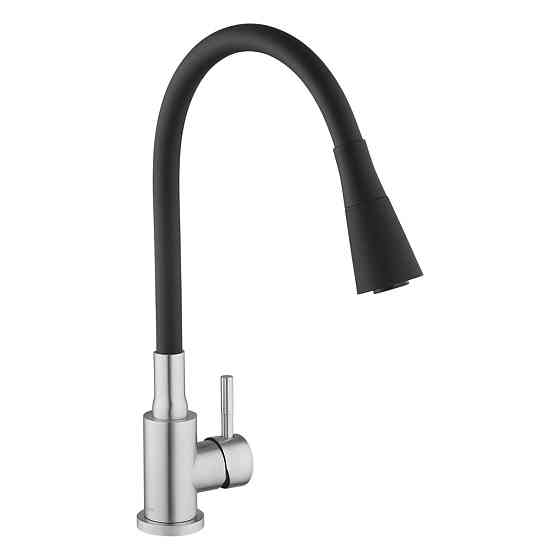 Змішувач для кухні з гнучким виливом Kroner KRP Edelstahl Klassisch — ESG031BLK сатин/чорний Київ