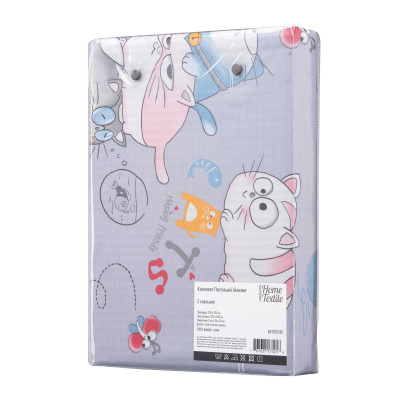 Постельное белье Ardesto Gloria сатин веселые котики, серый евро 200х220 (ART2022FC) Винница - изображение 4