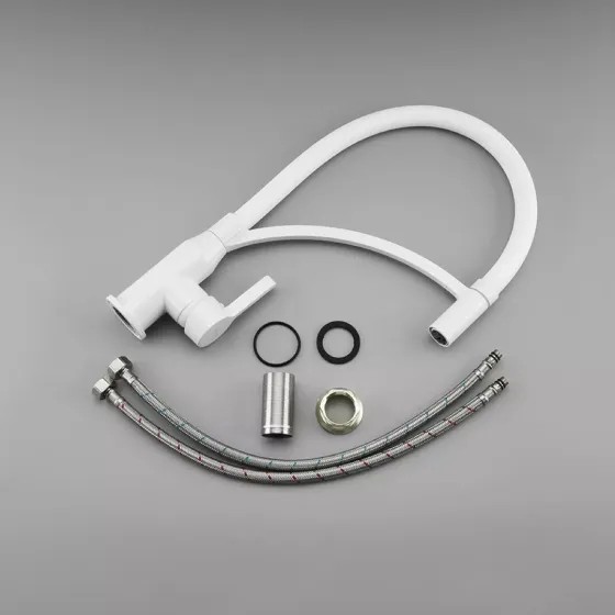 Смеситель для кухни с гибким изливом Frap F4552-8 белый Киев