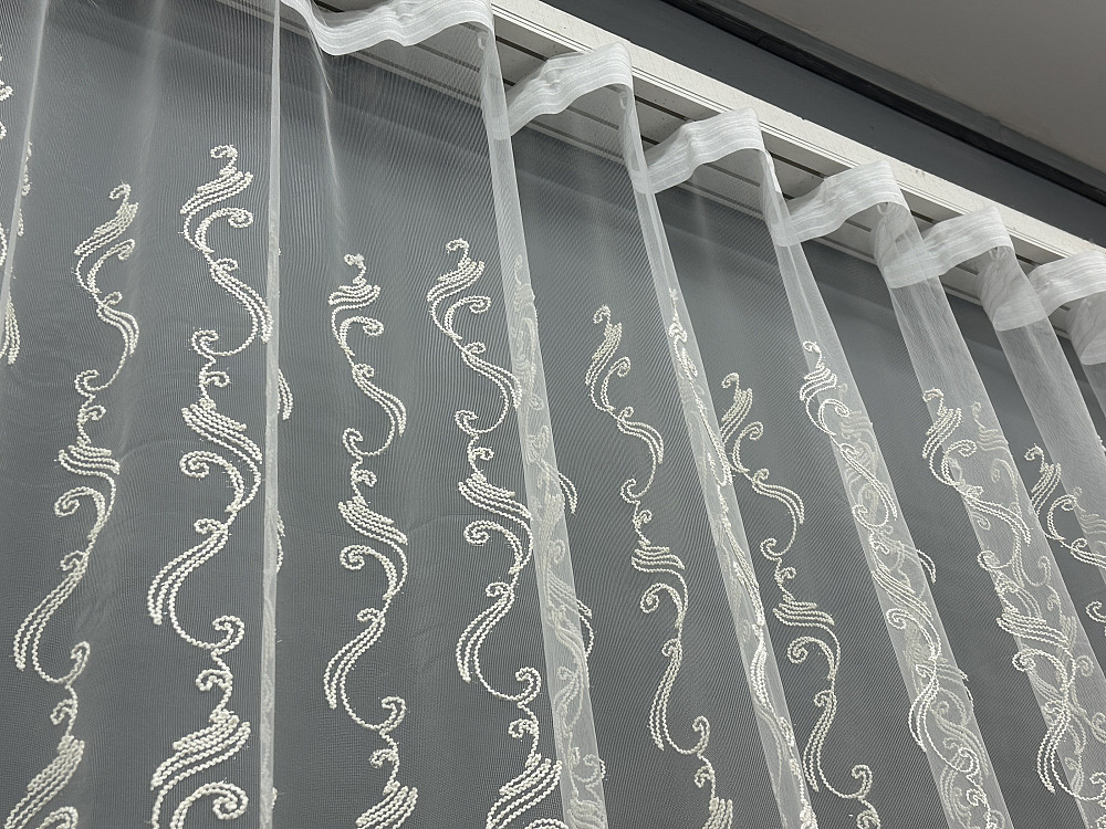 Тюль фатин с вышивкой Корд Цвет молочный 1853т Киев - изображение 7