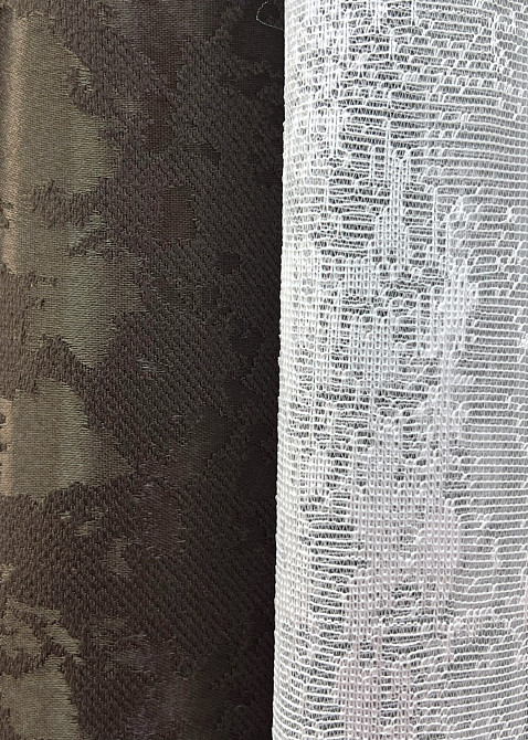 Комплект штор VR-Textil Льон Мармур 100х270 2шт і Тюль 300х270 1910ш-1400т Венге з білим 71-138/1 Київ - фото 5