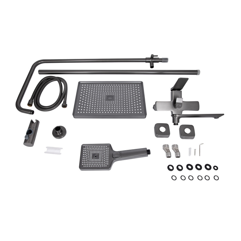 Душевая система универсальная Qtap Presto на три потребителя (с изливом) QTPRE111GRP45585 Graphite Киев - изображение 9