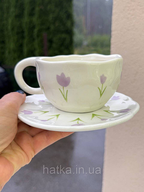 Чашка з блюдцем кераміка Olens "Ніжний тюльпан" 300 мл 8030-398 Київ - фото 1