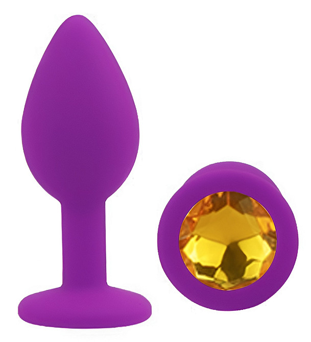 Силіконова анальна пробка EGZO - Silicone Purple Round Plug Yellow, size S Sex Aura Київ - фото 2