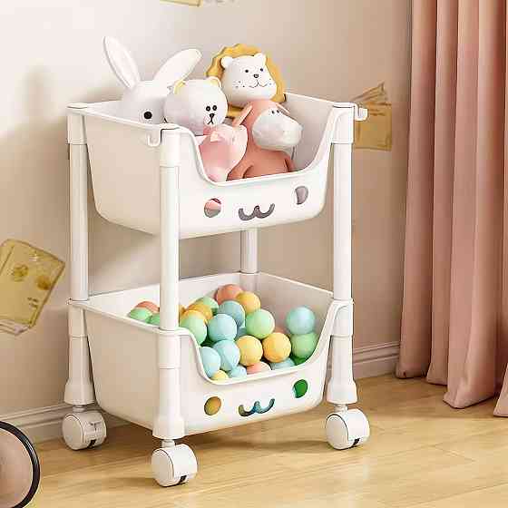 Органайзер для детской комнаты на колесах, стеллаж с контейнерами на колесиках, белый, 43×30.3×22 см Каменец-Подольский