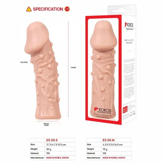 Насадка на член Kokos Extreme Sleeve ES.06 розмір M, потовщувальна, стимулюючий рельєф Львів