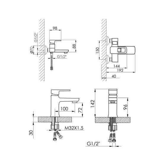 Набор смесителей Wawel 001 + Wawel 006 Chrome Киев