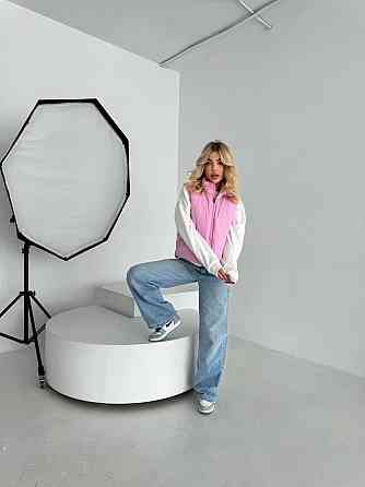 Жіноча двостороння жилетка з кулісками з боків і кишенею плащівка емі + силікон Молочний, 46/48 Одеса