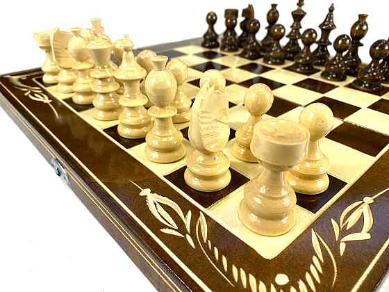 Шахматы, шашки, нарды, шахматная доска для игор 3 в 1 из натурального дерева размер 38.5х38.5 см (L) Каменец-Подольский