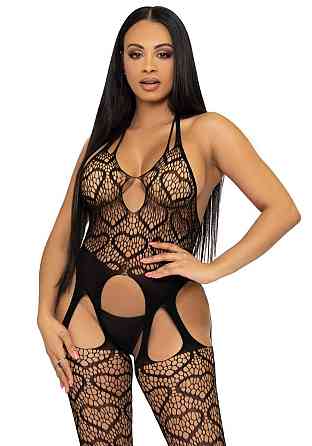 Бодістокінг з відкритим доступом Leg Avenue Net suspender bodystocking One size Black, мереживо Sex Aura Київ