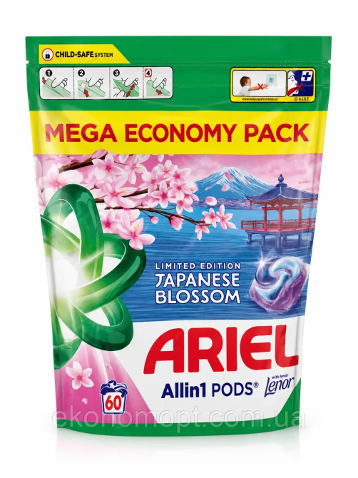 Капсули для прання Ariel 4в1 Japanese Blossom 60 шт Львів - фото 1