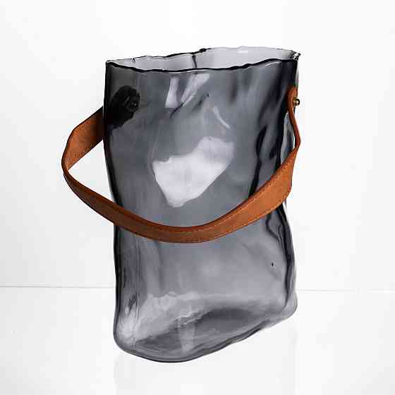 Подарункова скляна ваза сумочка з ручкою 18×9×25 (см) декоративна Сірий HP-19-157-2 Київ