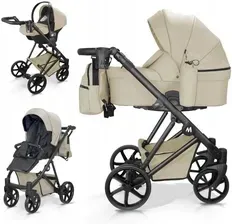 Дитяча коляска Mommo Royal 3w1 Wielofunkcyjny Beżowa Eko Skóra Київ