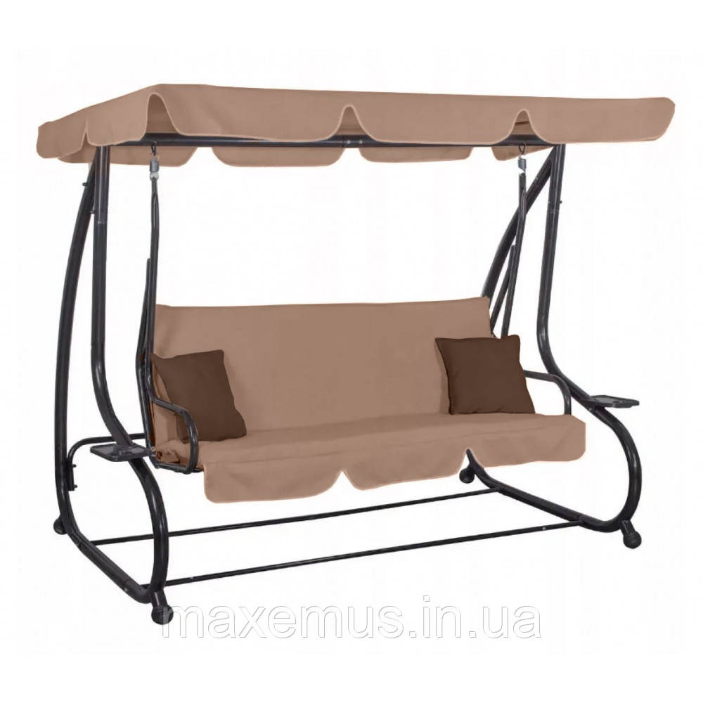 Садовые качели Bonro Garden BW002 раскладная 3-х местная качели для сада и террасы коричневая Мостиська - фото 8