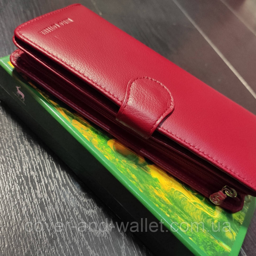 Стильный кожаный кошелек купюрник бордового цвета  Marco Coverna Киев - изображение 3