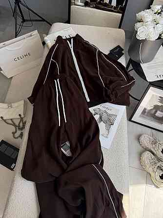 Женский стильный трендовый костюм двойка купра Шоколад, 42/44 Одесса