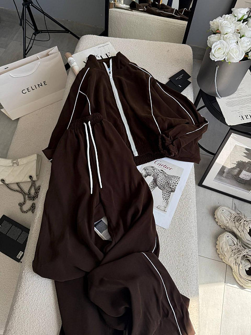 Женский стильный трендовый костюм двойка купра Шоколад, 42/44 Одесса - изображение 4