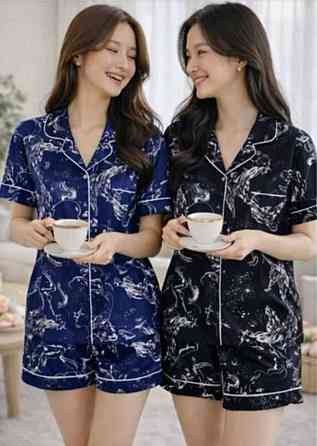 Женский домашний комплект двойка с принтом бамбук Черный, 46/48 Одесса