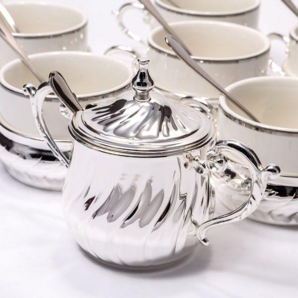 Чайный сервиз (6 чашек в подстаканниках, 6 чайных ложечек, 1 сахарница и 1 ложечка для сахара Ровно - изображение 4