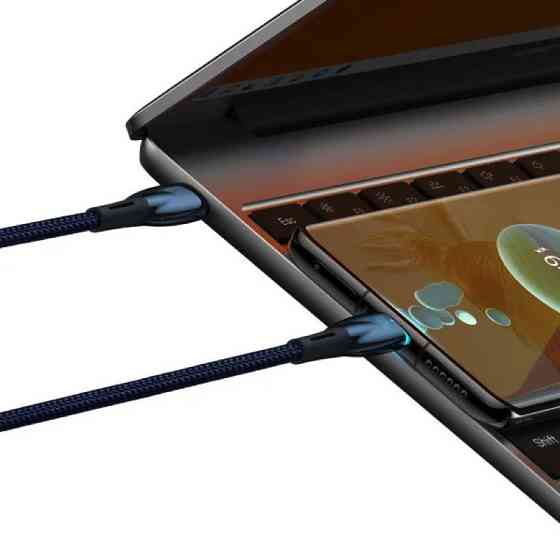 Кабель Baseus Glimmer Series Fast Charging Data Cable Type-C to Type-C 100W 1m Blue Киев