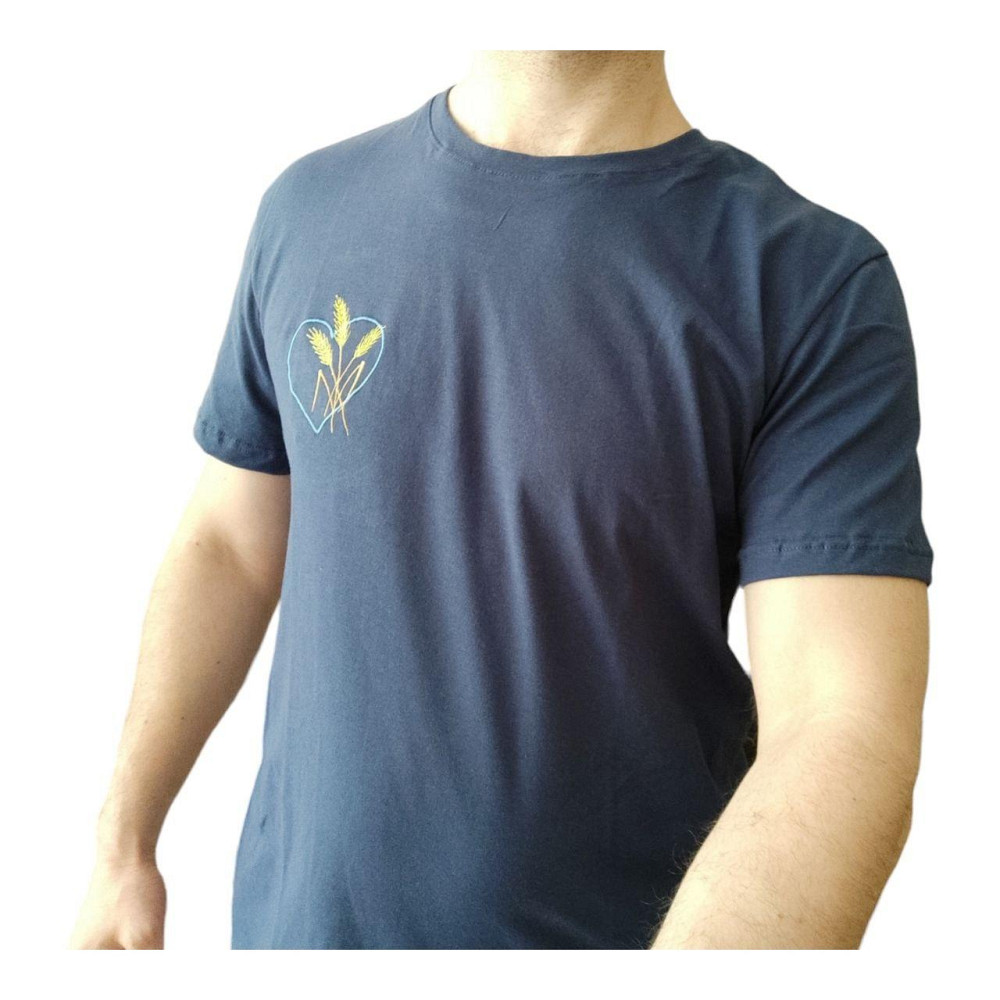Футболка мужская с вышивкой колоски р. 44-60 синяя Киев - изображение 3