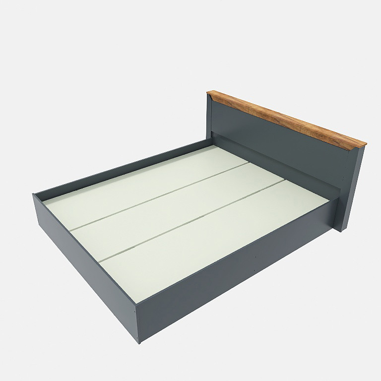 Кровать двуспальная Эверест Нордик-1600 (щит ДСП под матрас) 160х200 см Графит + Дуб крафт золотой (DTM-5558) Днепр - изображение 2