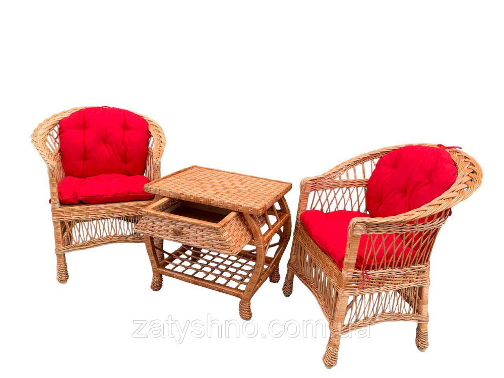 Меблі плетені зі столом з ящиком на 2 персони Київ - фото 3