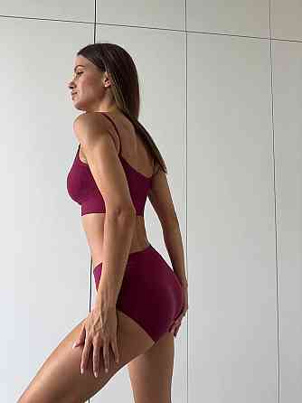 Комплект безшовної білизни з бюстом і трусиками PUSH UP безшовна білизна на Кожен день зручний винний Одеса