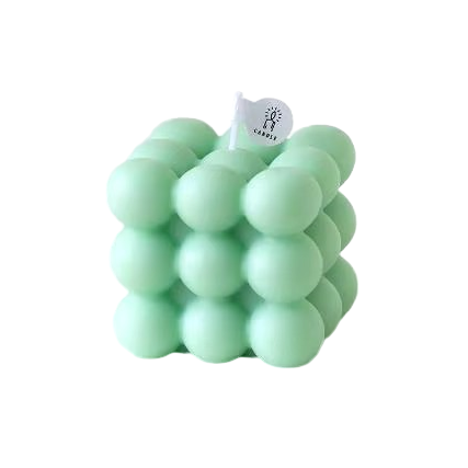 Свічка у формі бульбашковий куб у зеленому кольорі Кам'янець-Подільський