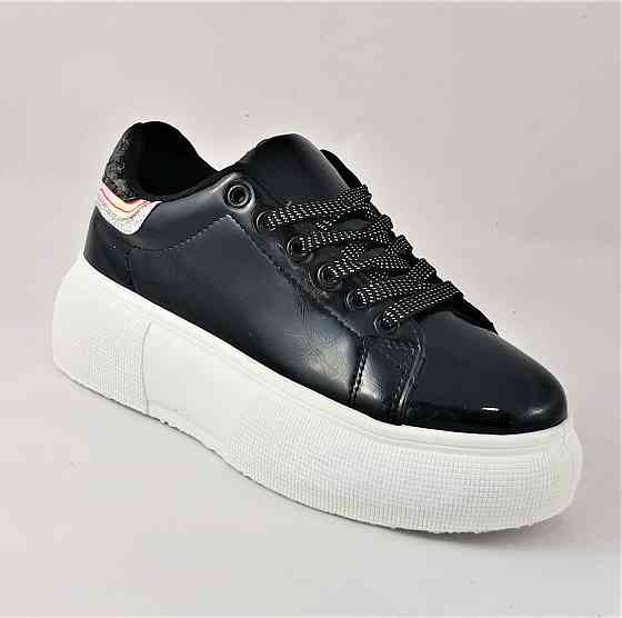 .Жіночі Кросівки на Танкетці Чорні Сліпони Мокасини на Платформі (розміри: 38) - 09-1 Дніпро