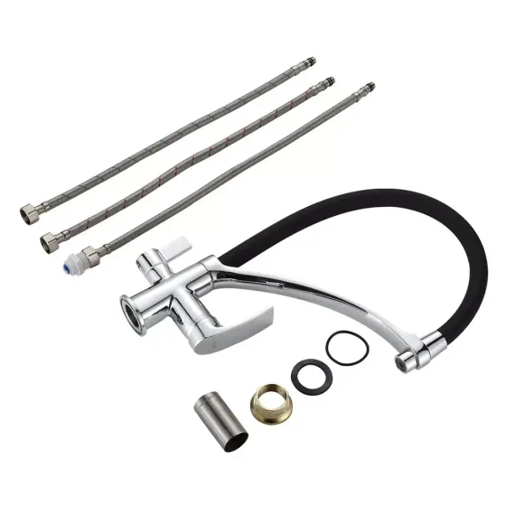 Змішувач для кухні під фільтр Frap F4369 з гнучким виливом, хром/чорний Київ