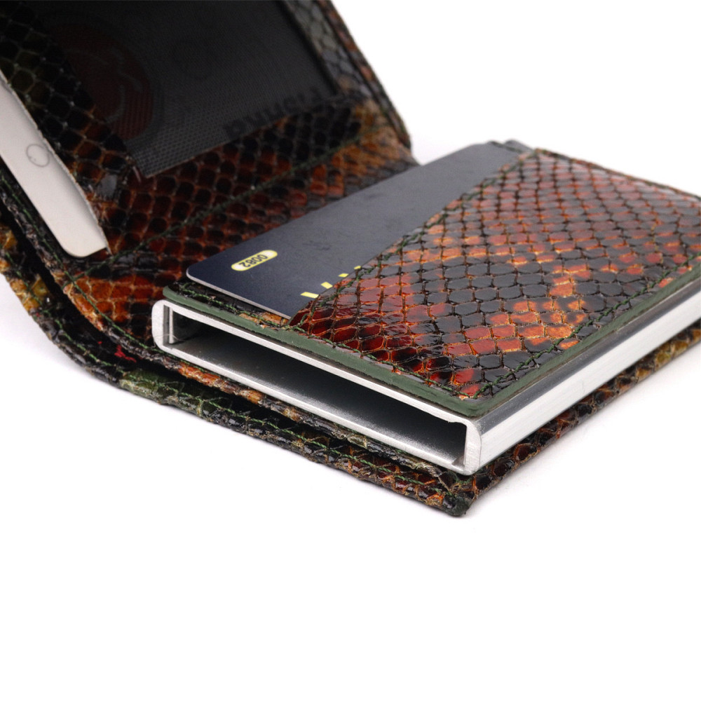 Лакована візитниця з натуральної фактурної шкіри під змію KARYA 20988 Різнокольоровий Київ - фото 8