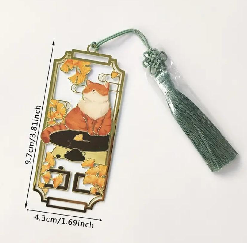 Винтажная металлическая закладка с котом и кистью. Оригинальная закладка для книг. Подарок для книго Киев - изображение 1